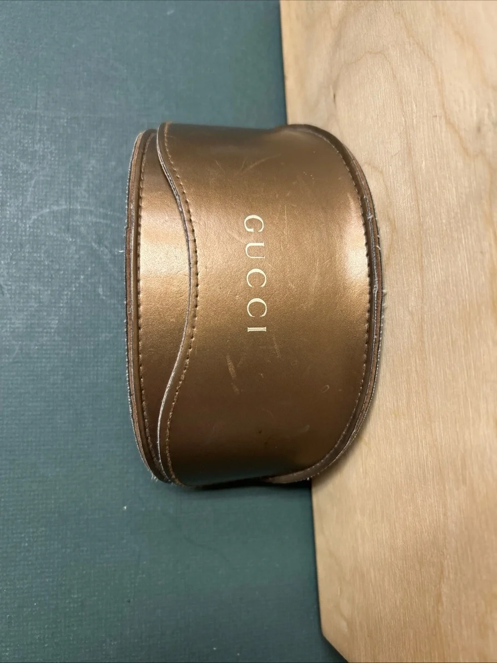 Gucci Guccissima Sunglasses soft clamshell Case in Metallic Bronze Gold brown